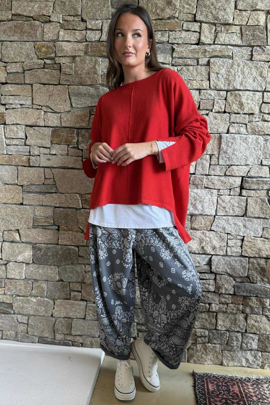 Frankie Waffle Box Knit Chili /25=